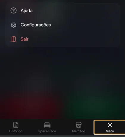 Opção Ajuda no menu do aplicativo da FuturaBroker no celular