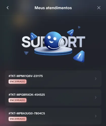 Tela Meus atendimentos da FuturaBroker com a lista de tickets de suporte